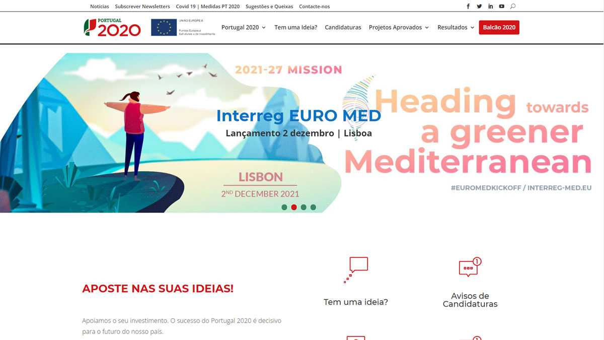 Portugal 2020 website mockup